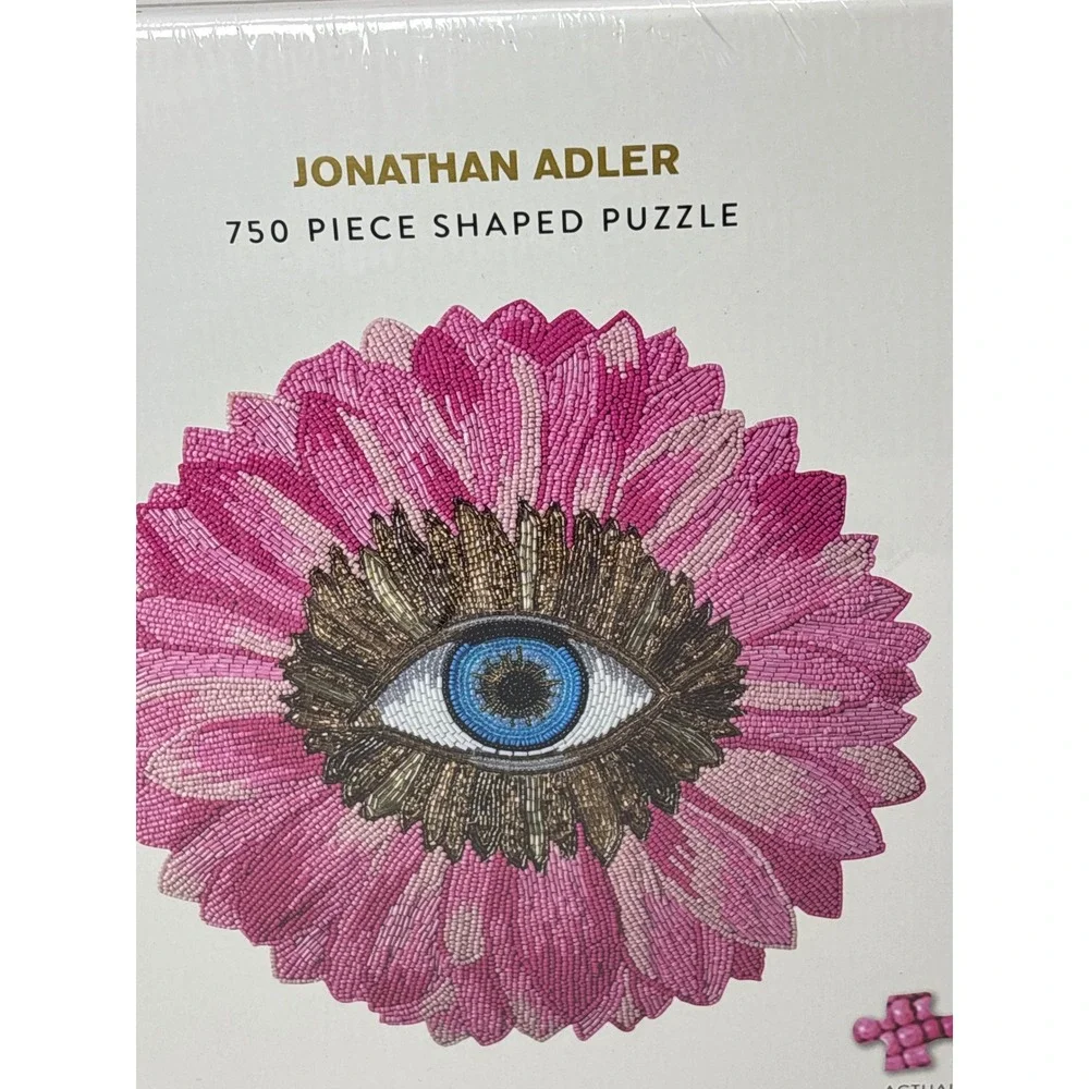 Jonathan Adler 750 Piece Shaped Puzzle Pink Flower Eye Galison New Sealed Flaw